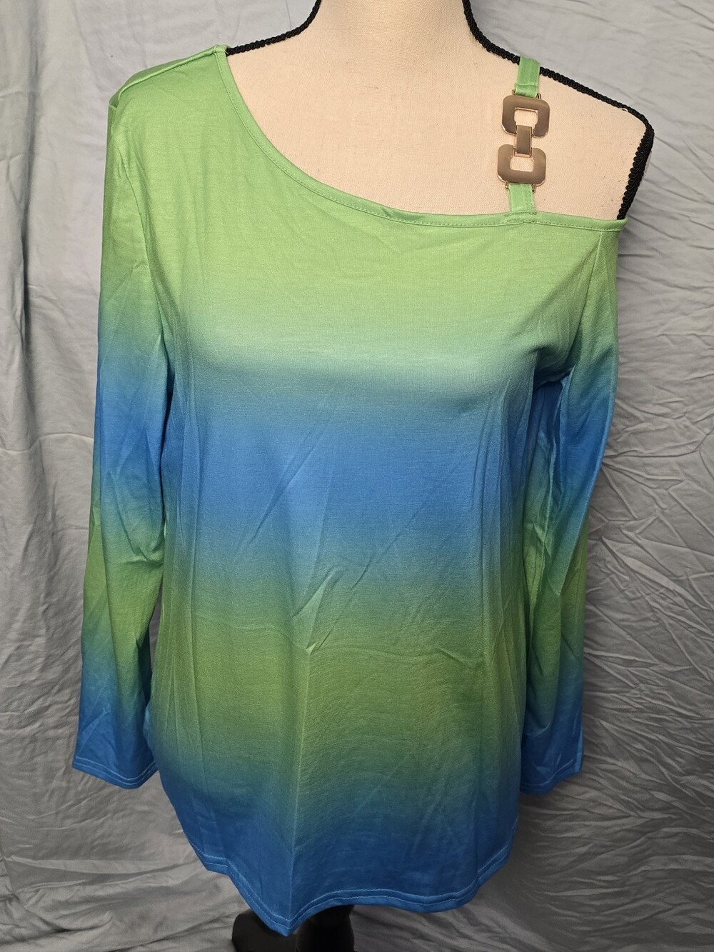 SHEIN Green and Blue Ombre Long Sleeve Top